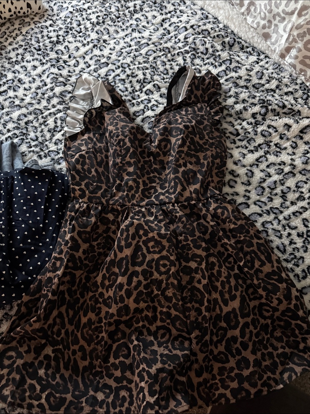 SHEIN Brown and Black Leopard Print Romper